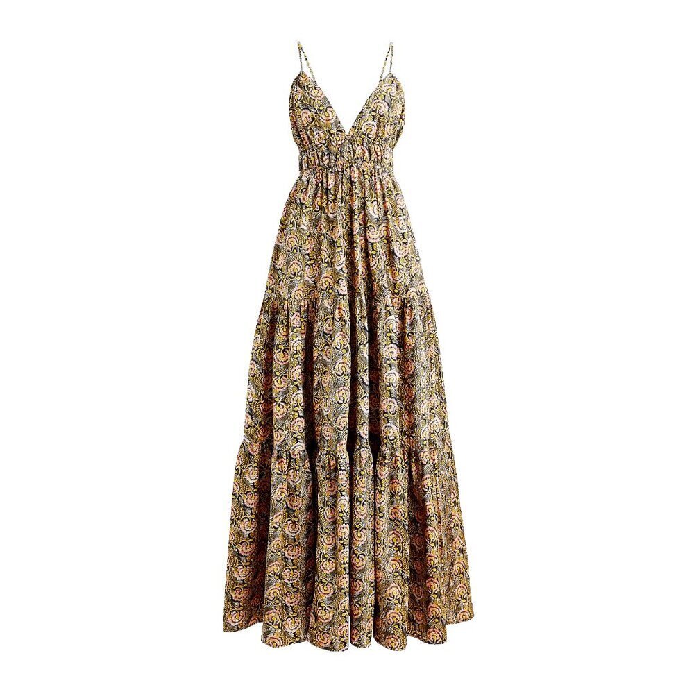 NWT J.Crew Collection Oahu V-neck Tiered Maxi in Dandelion Swirl Tank Dress XS